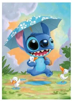 Disney Postcard - Rainy Day - Stitch - By Tercek